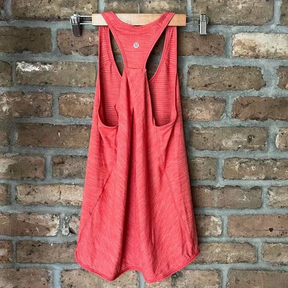 Lululemon Heathered Red Orange Essential Tank Top Womens Size 2 - Picture 6 of 10